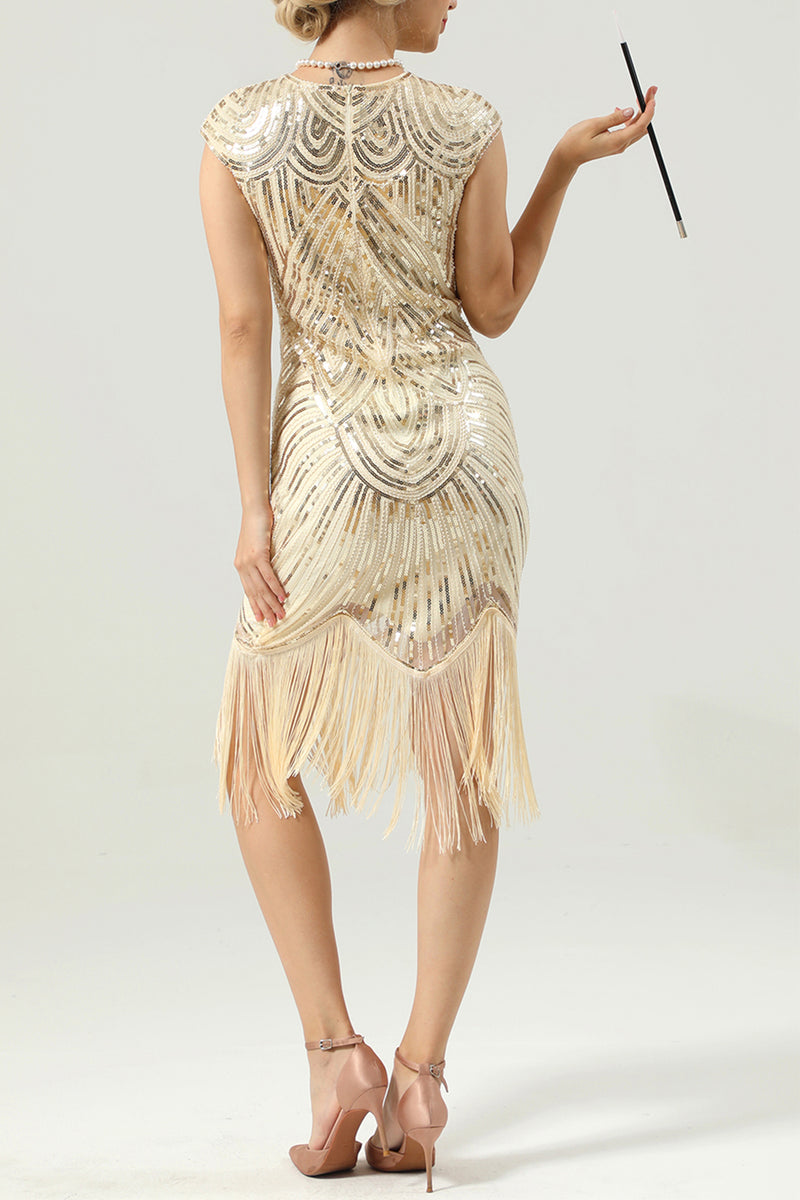 Load image into Gallery viewer, Gatsby Glitter Fringe 1920s Dress with Tassel