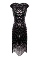 Load image into Gallery viewer, Gold Sequins Gatsby Glitter Fringe 1920s Dress