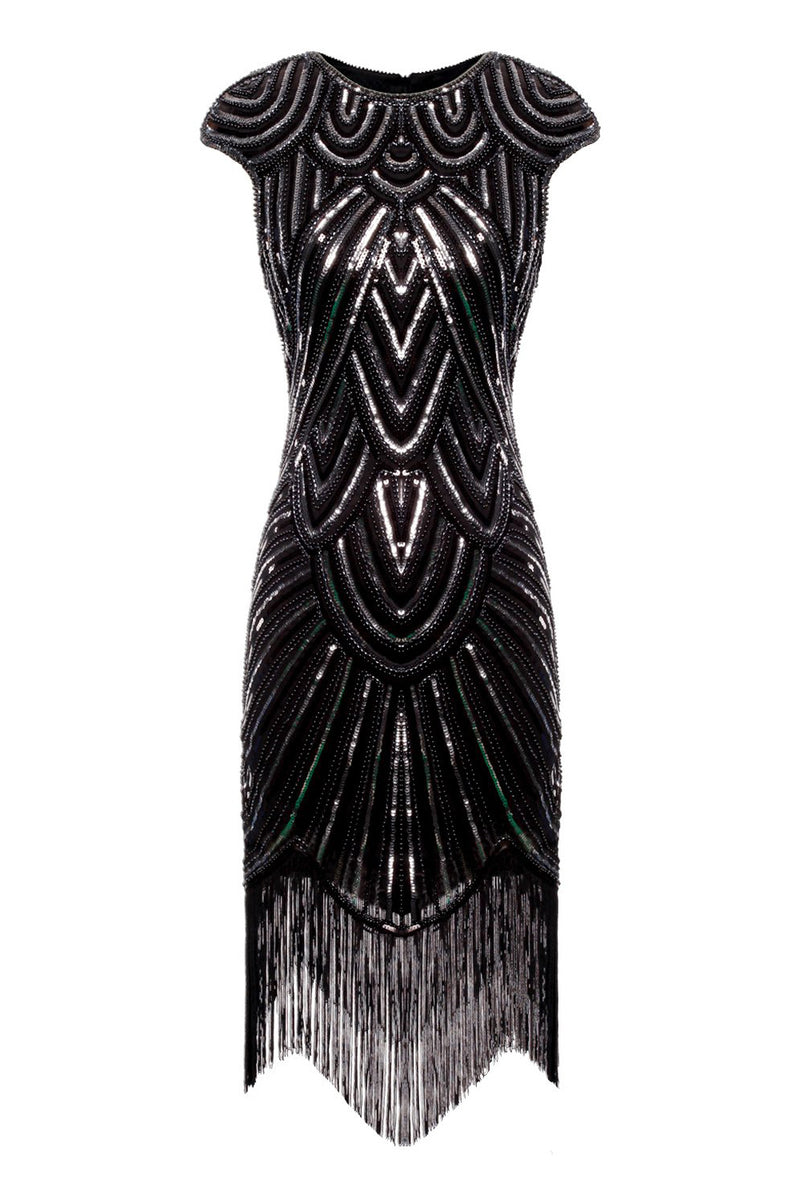 Load image into Gallery viewer, Gatsby Glitter Fringe 1920s Dress with Tassel