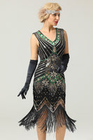 Load image into Gallery viewer, Sparkly Roaring 20s Blue Sequin 1920s Flapper Dress with Fringes