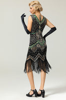 Load image into Gallery viewer, Sparkly Roaring 20s Blue Sequin 1920s Flapper Dress with Fringes