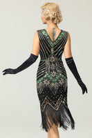 Load image into Gallery viewer, Sparkly Roaring 20s Blue Sequin 1920s Flapper Dress with Fringes