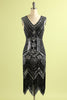 Load image into Gallery viewer, Black and Red Sequin 1920s Dress