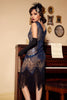 Load image into Gallery viewer, Sparkly Roaring 20s Black and Gold Sequin 1920s Flapper Dress