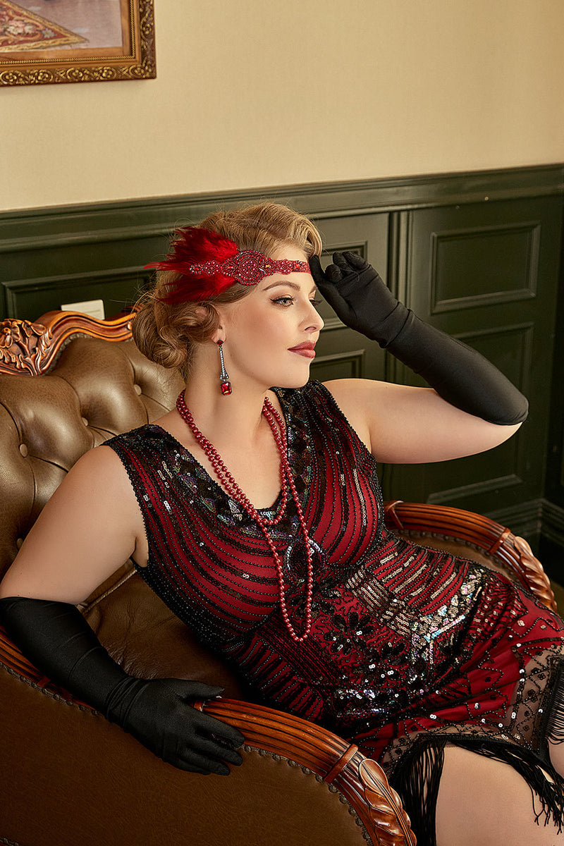 red flapper dress plus size 1920s Red Evelyn Plus Size Gatsby Dress Flapper Boutique