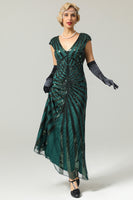 Load image into Gallery viewer, Green Mermaid 1920s Sequined Flapper Dress