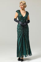 Load image into Gallery viewer, Black and Gold Mermaid 1920s Sequined Flapper Dress