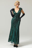 Load image into Gallery viewer, Black and Gold Mermaid 1920s Sequined Flapper Dress