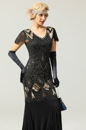 Champage Long Sequin 1920s Dress