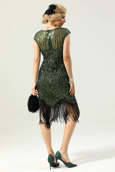 Green Cap Sleeves Sequin 1920s Dress