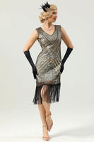 Load image into Gallery viewer, Burgundy Sleeveless 1920s Gatsby Dress With 20s Accessories Set