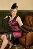 Load image into Gallery viewer, Plus Size V-Neck Fuchisa 1920s Flapper Dress