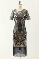 Load image into Gallery viewer, Round Neck Sequined 1920s Dress