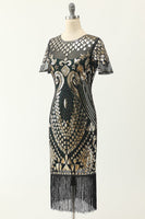 Load image into Gallery viewer, Round Neck Sequined 1920s Dress