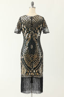 Load image into Gallery viewer, Round Neck Sequined 1920s Dress