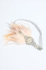 Load image into Gallery viewer, Blush 1920s Beaded Sequin Headband with Feather