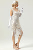 Load image into Gallery viewer, 1920 Retro White Sequins Fringe Dress