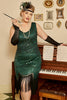 Load image into Gallery viewer, Dark Green Plus Size 1920s Dress With Tassel