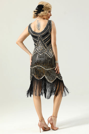 1920 Retro White Sequins Fringe Dress