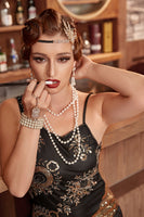 Load image into Gallery viewer, Champagne Gatsby 1920s Dress with 20s Accessories Set