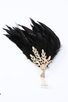 Load image into Gallery viewer, Black 1920s Feather Headband