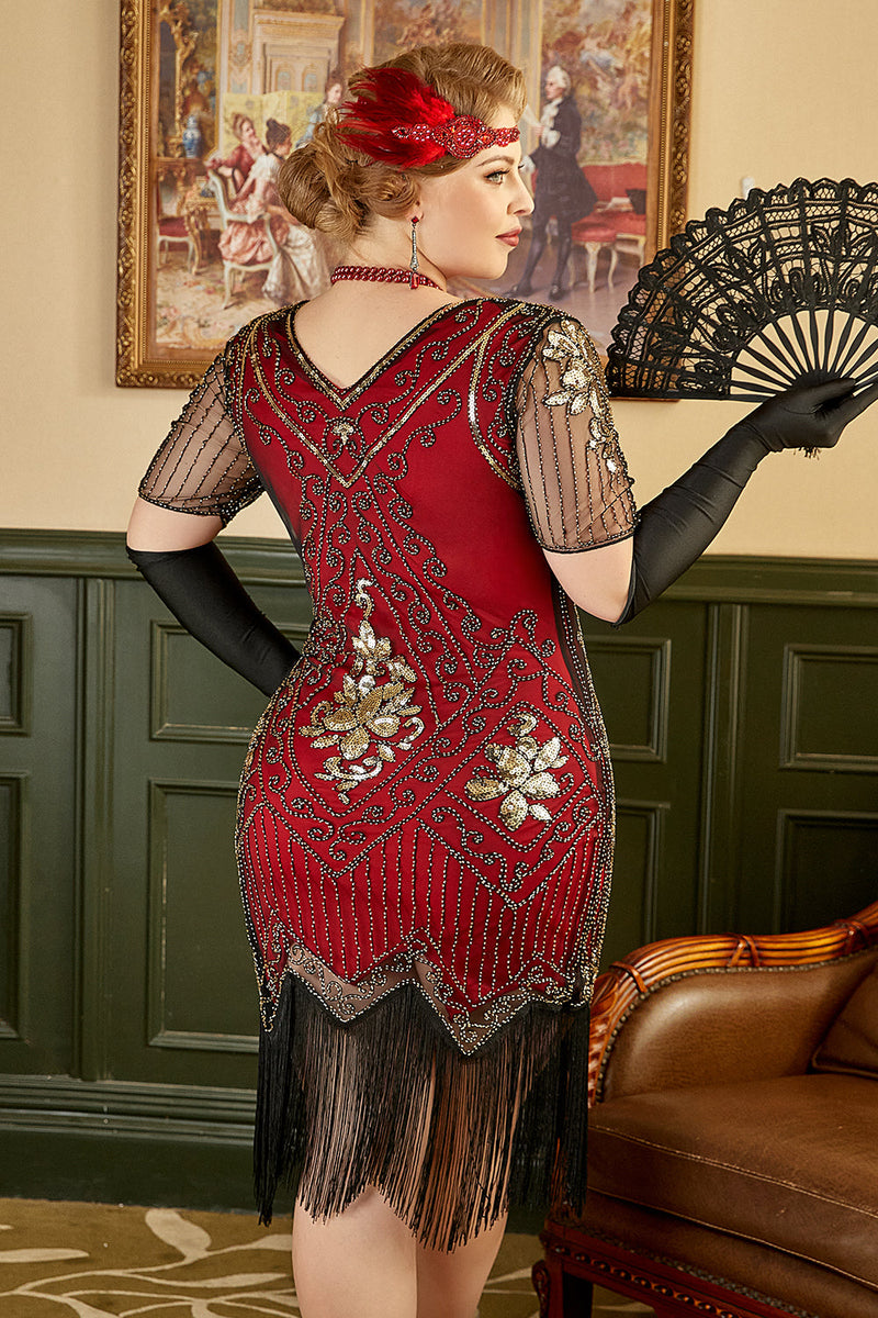 1920s Red Flapper Dress