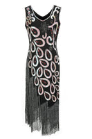 Load image into Gallery viewer, Irregular Tassel Hem Fringe 1920s Dress With 20s Accessories Set