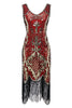 Load image into Gallery viewer, Black V-Neck Sequins 1920s Midi Fringe Dress