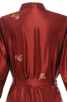 Load image into Gallery viewer, Burgundy Crane Printed Bridal Robe