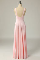 Load image into Gallery viewer, Classic A Line V Neck Yellow Long Prom Dress with Split Front