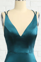 Load image into Gallery viewer, Peacock Blue Mermaid Backless Long Prom Dress