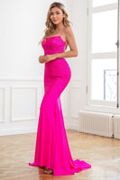 Load image into Gallery viewer, Glitter Hot Pink Mermaid Sequin Prom Dresses
