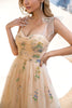 Load image into Gallery viewer, Champagne Embroidery Long Prom Dress