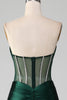 Load image into Gallery viewer, Mermaid Sweetheart Dark Green Corset Prom Dress with Split Front