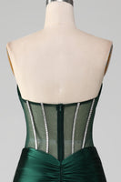 Load image into Gallery viewer, Mermaid Sweetheart Dark Green Corset Prom Dress with Split Front