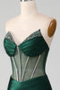 Load image into Gallery viewer, Mermaid Sweetheart Dark Green Corset Prom Dress with Split Front
