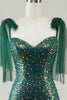 Load image into Gallery viewer, Sparkly Dark Green Mermaid Sequin Long Prom Dress with Slit