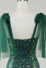 Load image into Gallery viewer, Sparkly Dark Green Mermaid Sequin Long Prom Dress with Slit