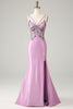 Load image into Gallery viewer, Purple Mermaid Backless Spaghetti Straps Butterflies Prom Dress