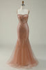 Load image into Gallery viewer, Mermaid Spaghetti Straps Blush Sequins Long Prom Dress