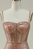 Load image into Gallery viewer, Mermaid Spaghetti Straps Blush Sequins Long Prom Dress